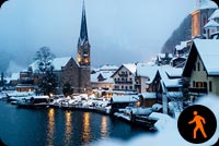 Mùa Đông Lake Hallstatt Mẫu Nền Thư