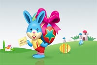 Bạn Thỏ Đi Tìm Trứng - Happy Easter Mẫu Nền Thư