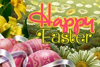 Trứng Easter Trong Rừng Hoa Mẫu Nền Thư