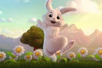 Thỏ Easter Nhảy Múa Đón Bình Minh Mẫu Nền Thư