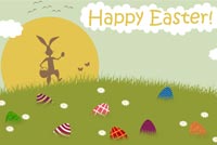 Thỏ Easter Đang Săn Tìm Trứng Mẫu Nền Thư