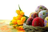 Rổ Trứng & Hoa Happy Easter Mẫu Nền Thư